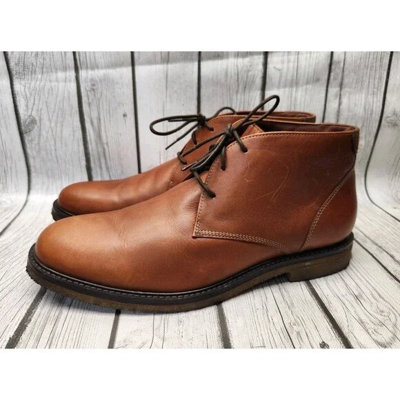 Johnston Murphy Copeland Mens 11.5 M Brown Leather Crepe Sole Ankle Chukka Boots