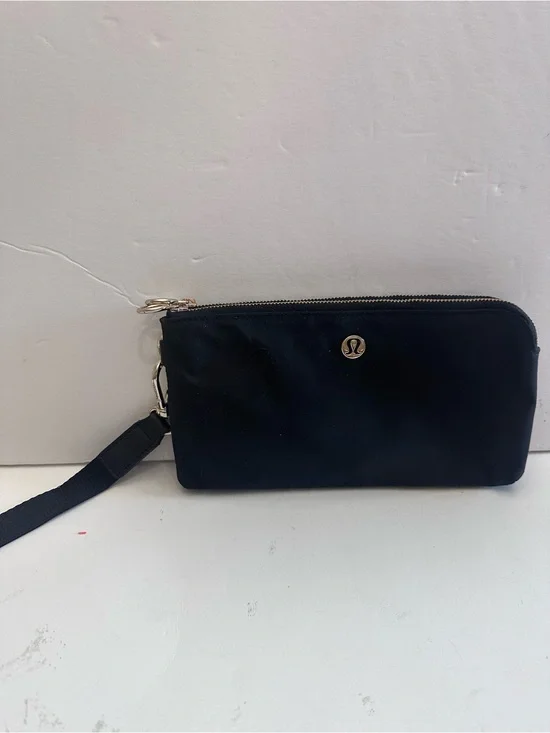 lululemon athletica Black Wristlet Pouch with Gold Logo