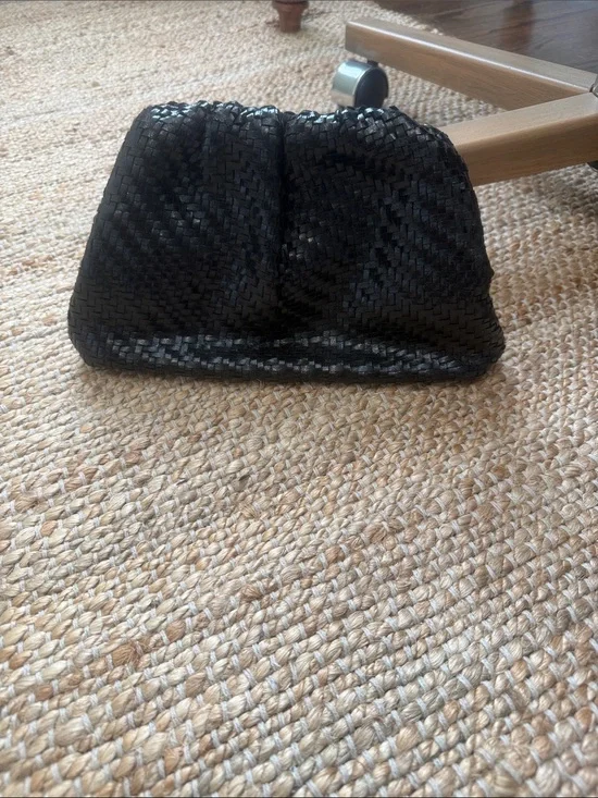 Anthropologie Black Woven Clutch Wristlet