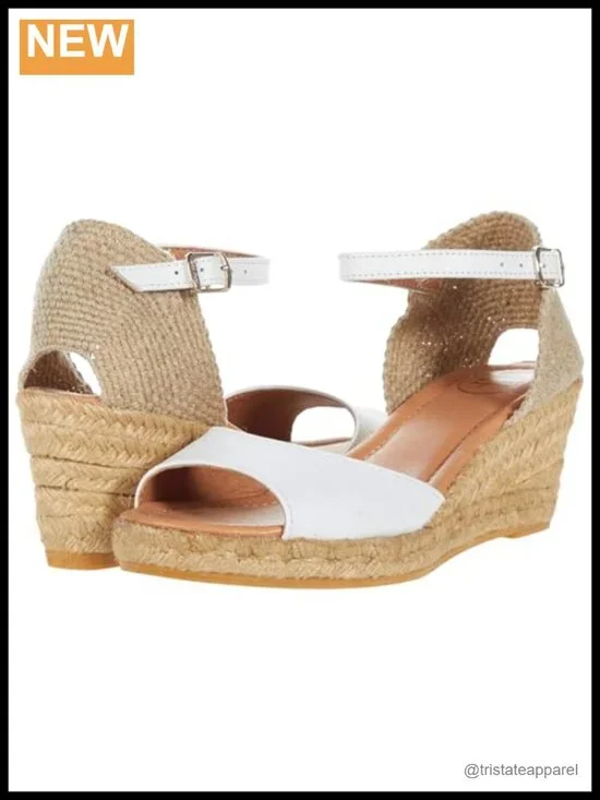 Handcrafted Leather Espadrille Wedge Sandal Made in Spain
