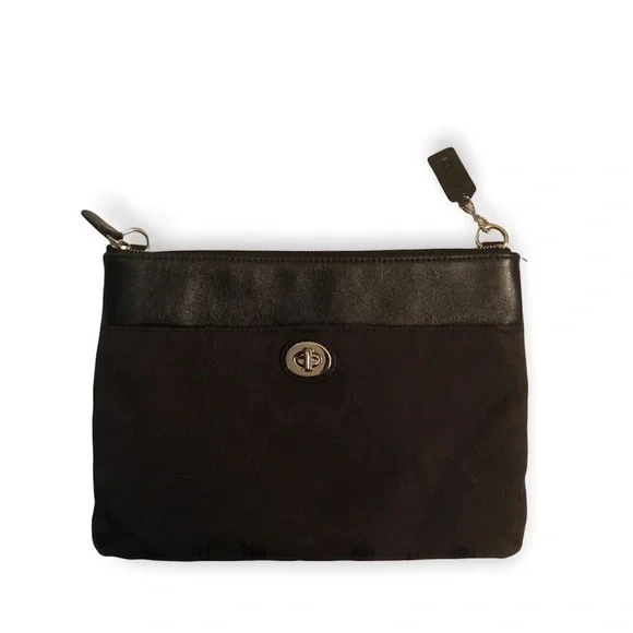 Coach black signature c turnlock clutch