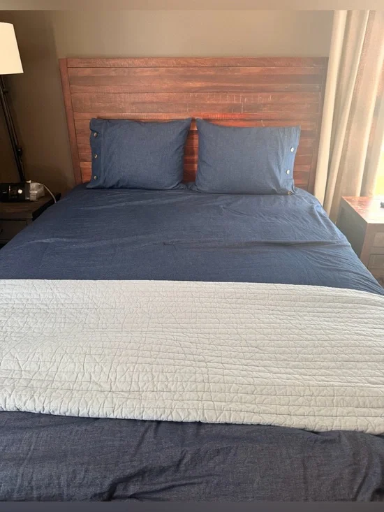 Cremieux Denim Cotton Chambray Bedding Set Comforter Duvet & Shams Navy Blue