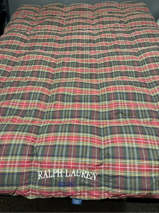 Ralph Lauren RLR Reversible Down Alternative Comforter Twin Plaid /Beige FLAWED