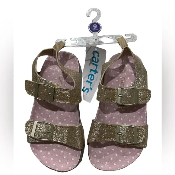 Carter’s Toddler Girls Glitter Gold Double-Buckle Sandals Size 9 NWT