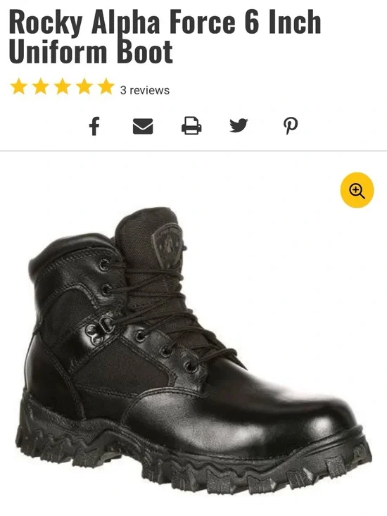 Rocky Alpha Force 6-Inch Uniform Boot - Black- 14 Wide