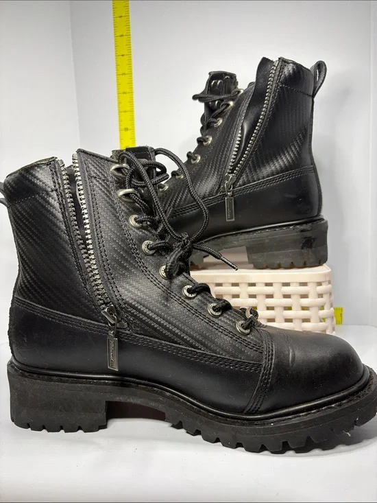 8 eee Milwaukee Black Lug-Sole double Side-Zip Lace-Up Boots.‎ Box 28