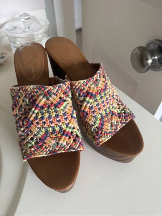 Jessica Simpson Multicolor Woven Slide Sandals - Multicolor