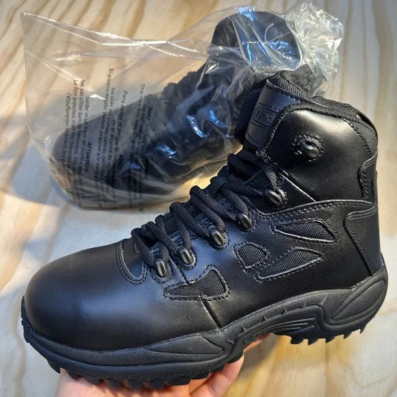 Reebok Men's Rapid Response Black Waterproof Side Zip Tactical Boots Size 7.5W