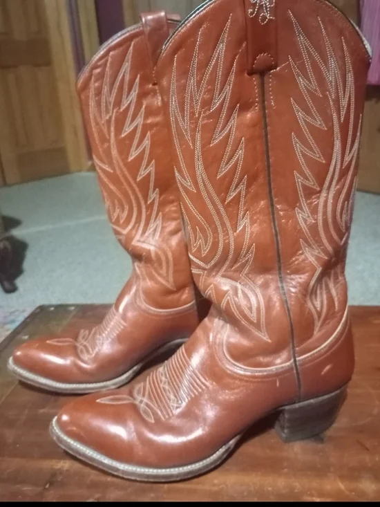 Vintage Ralph Lauren Brown Leather Western Cowboy Boots - Rare Find! Size 7