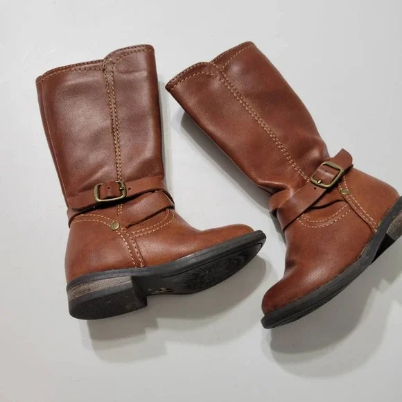 Cupcake Couture Baby Girls Lil Ridder Riding Boots‎ Brown Zip Buckle Round Toe 5
