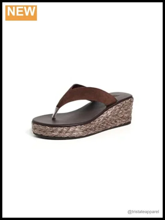 Raffia Low Wedge Ankle Strap Sandals 60mm Platform Open Toe Slip On