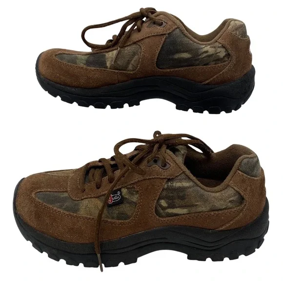 Justin Hiking Shoes Mens 6.5M Brown Camo Leather Low Top Trail JH1000 Workshoes