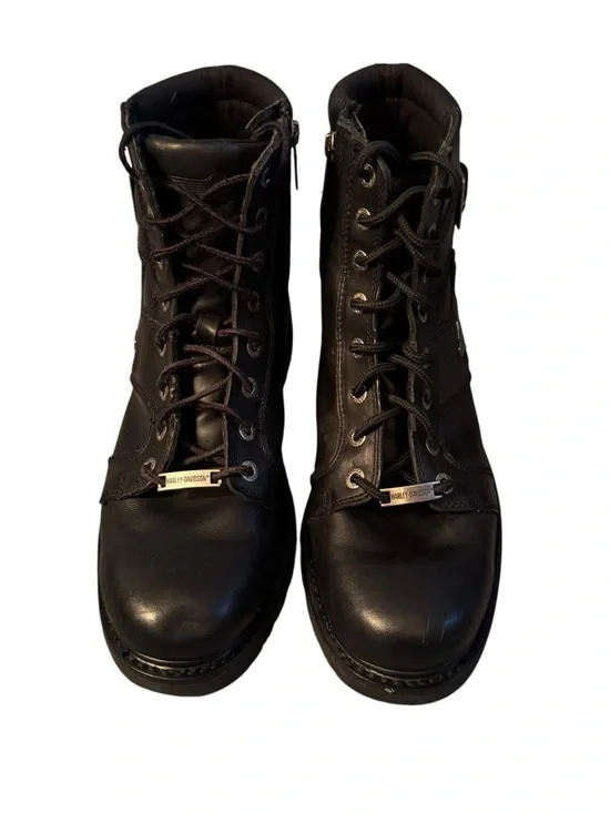 Mens Harley Davidson Steel Toe Work Boots Black Leather Moto Size 12