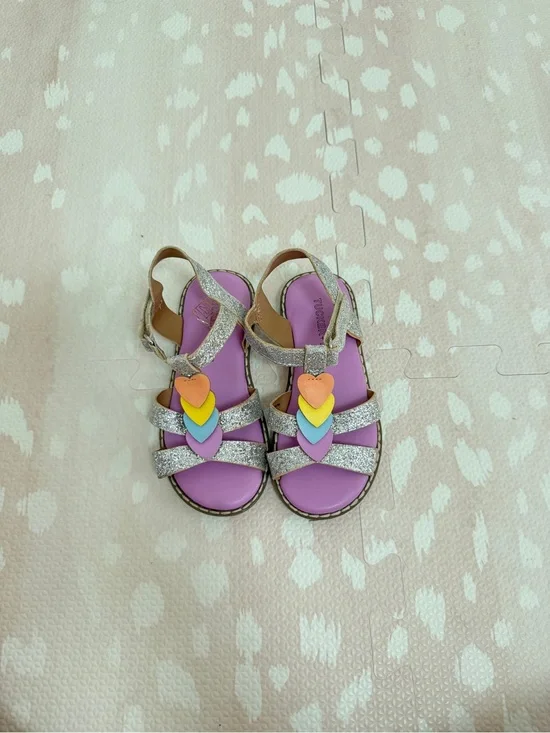 Tucker + Tate Purple Glitter Heart Strap Sandals