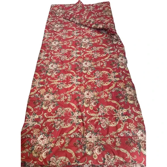 VTG Ralph Lauren Danielle Marseilles King Comforter and Two Ruffled Shams Red