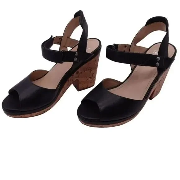 WEDGE PEEP TOE ADJUSTABLE BUCKLE WOMENS SANDAL