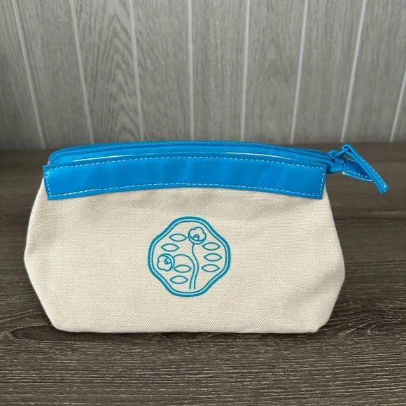 Blue Makeup Cosmetic Bag Recycled Canvas