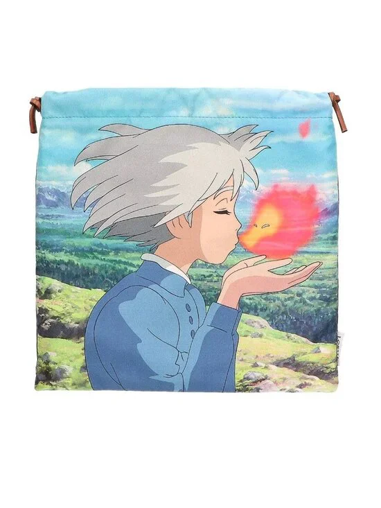 Loewe x Howl's Moving Castle Sophie and Calcifer Drawstring Pouch Blue