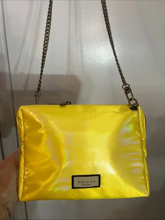 Gucci Yellow Pouch with 47 inch chain/Hardware