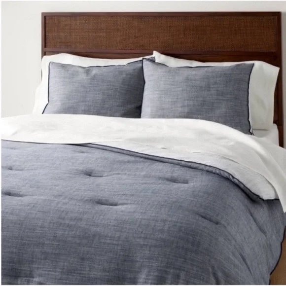 NWT 3pc Full/Queen Reversible Comforter Set Blue - Hearth & Hand with Magnolia