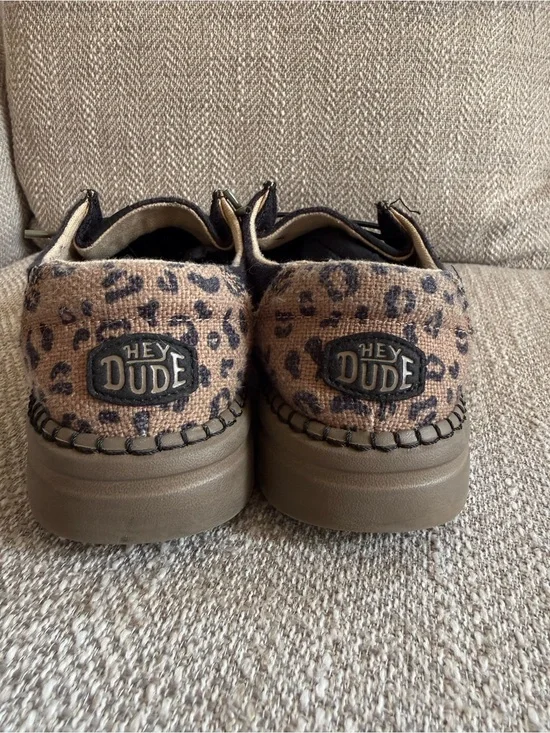 Hey Dude Kids Leopard Slip-On Shoes in Tan and Black