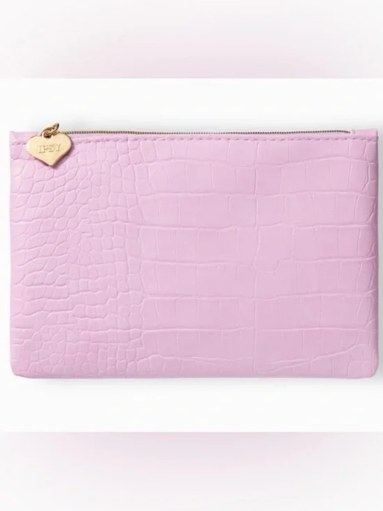 Ipsy Glam Makeup Bag | Embossed Pink Faux Croc