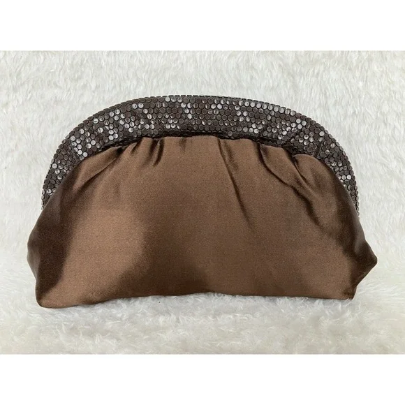 Vintage Lumured Satin Brown Handbag Timeless Elegance
