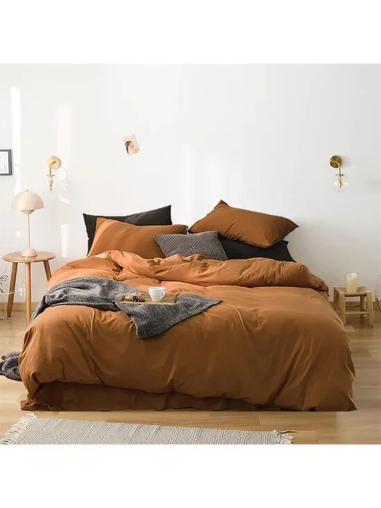Cozy California King Pumpkin Comforter Set in Rust & Terracotta - Fall Bedding