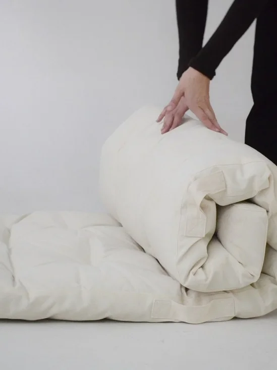 Cream Rolled Comforter Mattress Topper