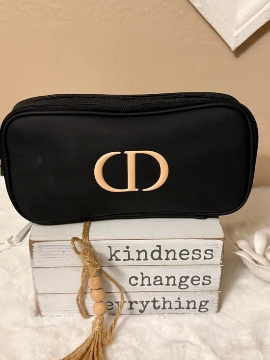Dior Black Cosmetic Case with Cream CD Emblem