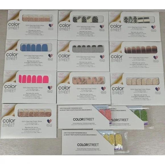 Color Street Nail Polish Strips Bundle 12 Full Sets 3 Accents Floral Glitter NEW