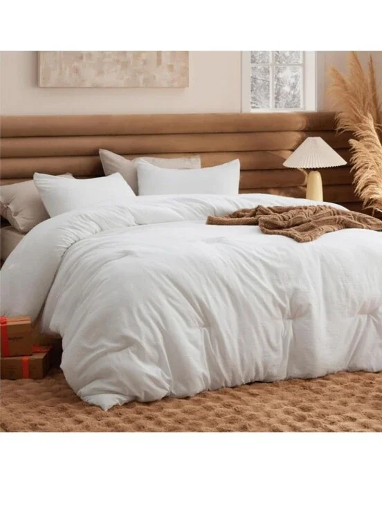 Bedsure Queen Comforter Set Prewashed Soft Bedding Set 3Pcs White 90