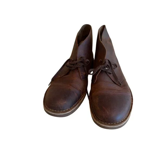 Clarks Mens Brown Leather Desert Boots Size 11M EU 46 Classic Style‎ Comfort