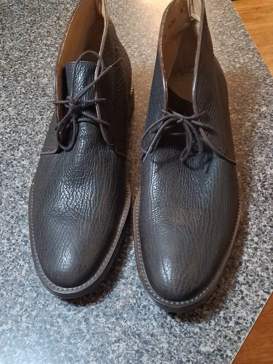 Alan Payne Brown Pebbled Shark Skin Leather Lace-Up Chukka Dress Boots Sz 12