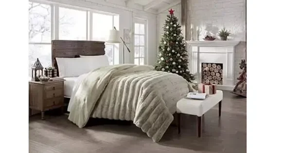 North Pole Trading Co. Reversible Carved Faux Fur Comforter Twin Silver Gray