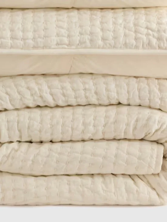 NWT Quince European linen, cotton stitch quilt set twin