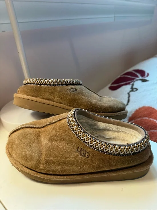 UGG Tasman Kids Chestnut Brown Suede Shearling Slip-On Shoes