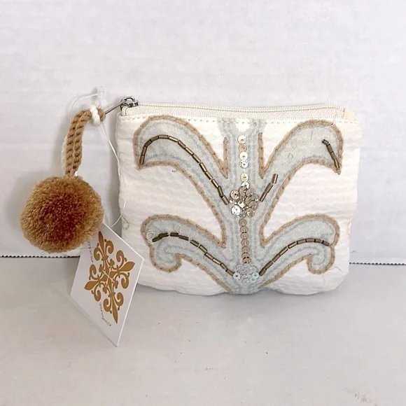 Elegant Jane Marie White and Gold Women's small pouch