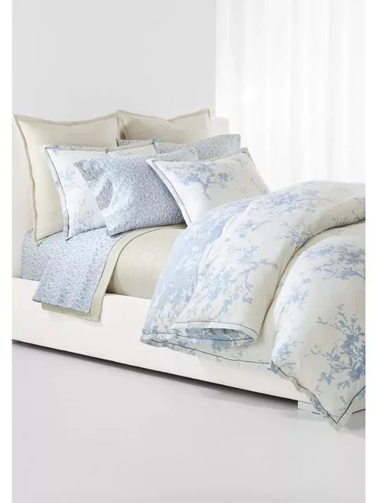 NWT Lauren Ralph Lauren Eva Botanical Comforter Set Cream Blue Size King