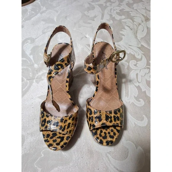 Lucky Brand LK-Lindey Leopard Print Cork Wedge Sandals 8.5M Luxe LPRD CRK