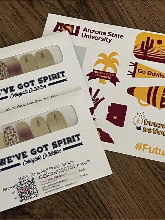 Color Street ASU Collegiate Press-On Nail Strips in Gold and Maroon
