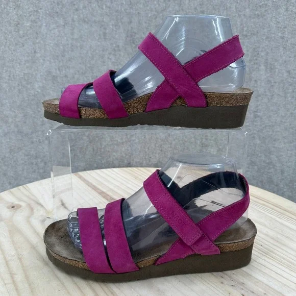 Naot Wedge Sandals Womens 8-8.5 Pink Suede Strappy Comfort Platform 1281-224853