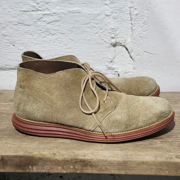 Cole Haan Lunargrand Mens Tan Suede Lace Up Chukka Boots C11184 Size 11.5 Fall