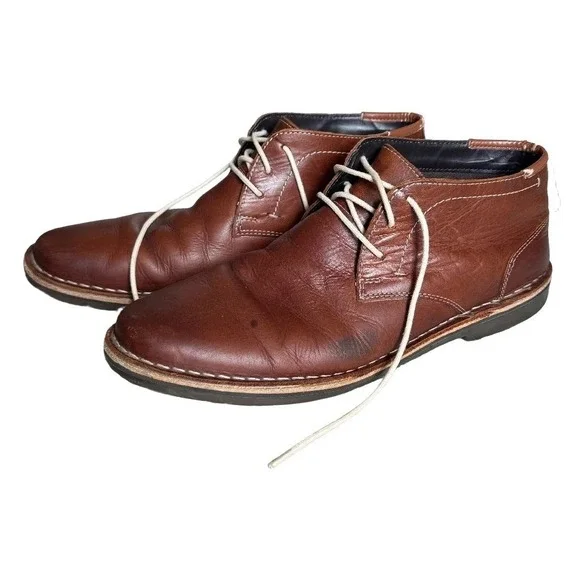 Kenneth Cole Reaction Eclectic Grandpa Grunge Brown Leather Chukka Boots Size 11