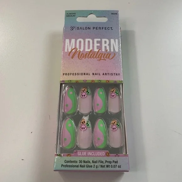 Salon Perfect Modern Nostalgia Press On Nails Medium Almond 30ct 38348BP NIB