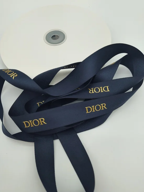 DIOR Navy Gold Logo Ribbon 100 Yard FULL ROLL Luxury Gift Wrap NIP NWT