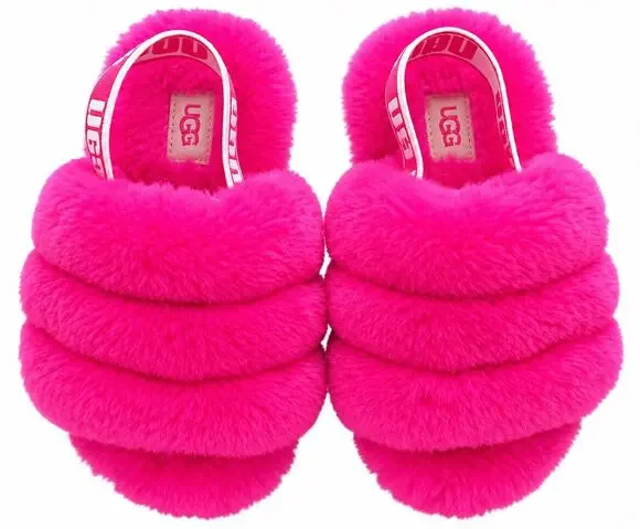UGG Fluff Yeah Slide Hot Pink Fuzzy Sandals Toddler Girls Size 8