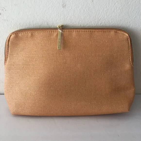 Lancome Pouch Cosmetic Bag Yellow Gold Sparkle Canvas New NEW