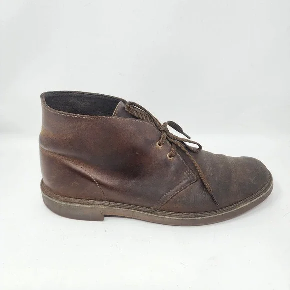 Clarks Chukka Boots Men's 10 Brown Leather Lace Up