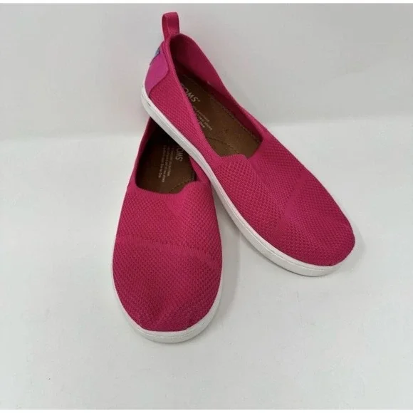 TOMS Shoes Womens Size 4.5 Pink Mesh Slip On Casual Comfort Lightweight Sneakers